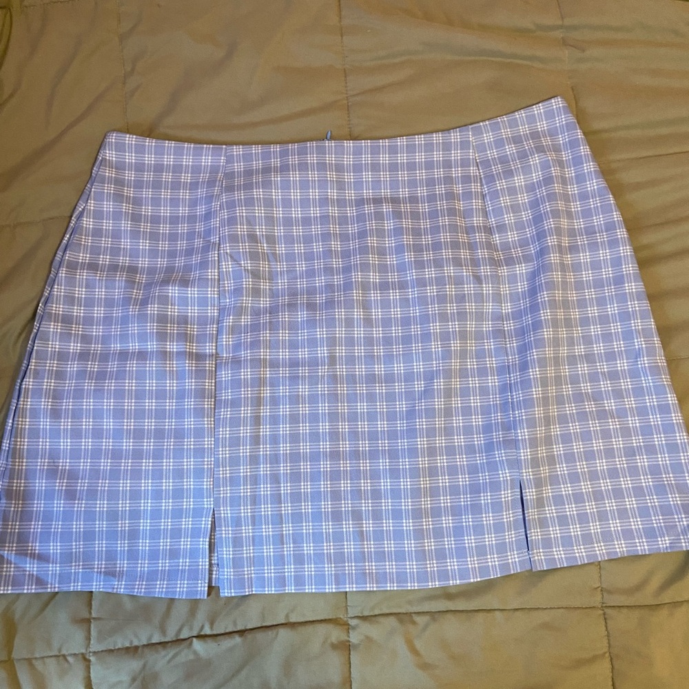 Blue plaid shein slit skirt 5xl